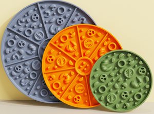 Custom Color Logo Round Pizza Silicone Dog Lick Mat Pet Slow Feeder Bowl 