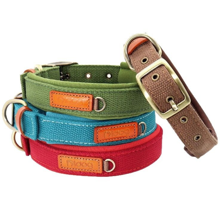 Dog Collar Neprone Canvas With Handle Adjustable Heavy Duty Metal Buckle Tactical Pet Dog Collars