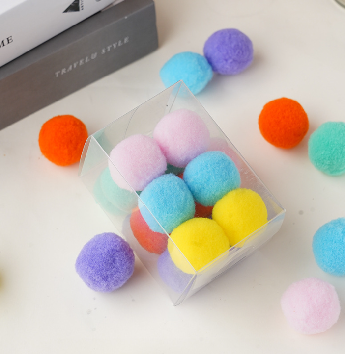 Multicolor High Elastic Plush Cat Toy Ball No Sound Fun Interactive Pet Toy 