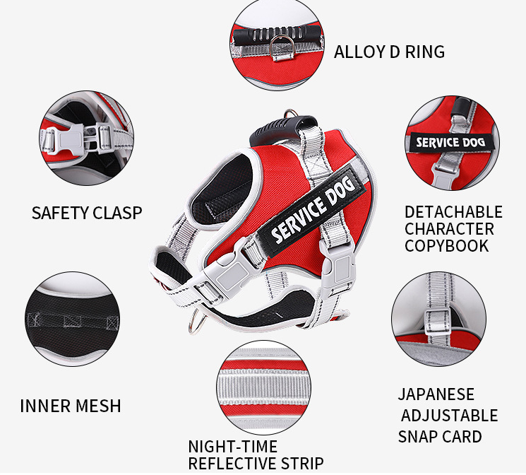 New Comfortable No Pull Reflective Pet Dog Harness Breathable Adjustable Explosion-Proof Impact Handle Saddle Dog Harness leash