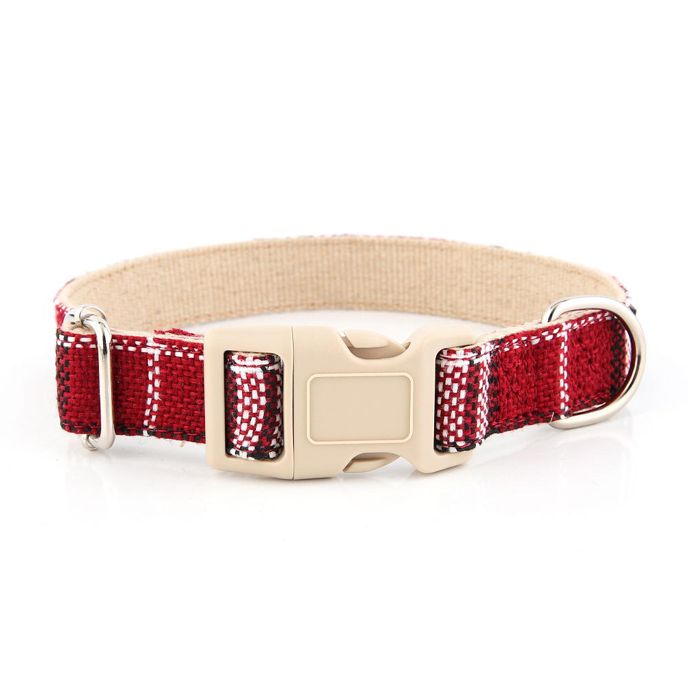 customize logo Cotton Linen Pet dog Collar Lightweight Adjustable Design Hypoallergenic