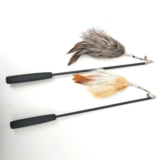 Retractable Cat Wand Toys Interactive Feather Toy Cats Teaser Stick