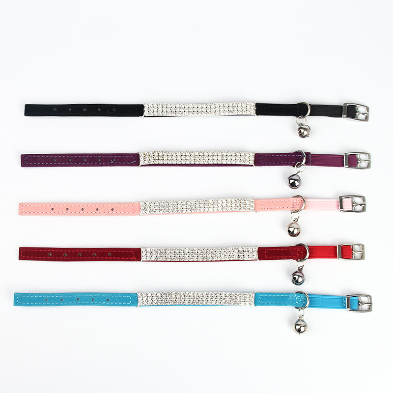 Velvet Crystal Rhinestone Soft Elastic Belt Cat Necklace Collar Diamond Chain