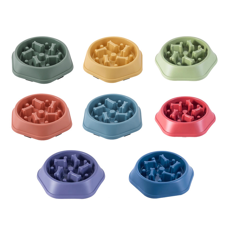Slow Food Bowl Slow Feeding Bowl Anti-Choking Design Pet Slow Eating Cat Dog Bowl With Bone Shaped