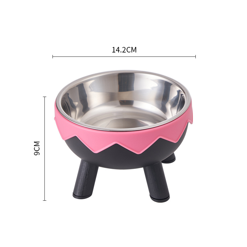 High Foot Cat Bowl Water Bowl Elevated Protect stainless steel Pet Dog Bowl