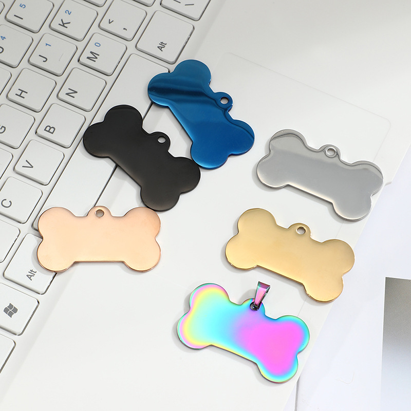 Blank Printer Anodized Aluminium Stainless Steel Custom Necklace Metal Bone Shaped Blank Chain Dog Tag
