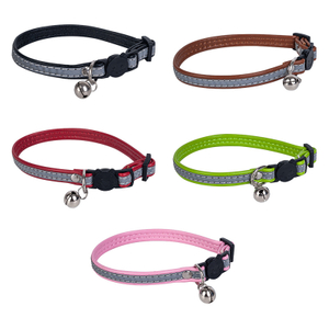 Reflective at Night PU Leather Soft Breakaway Buckle Cat Collar