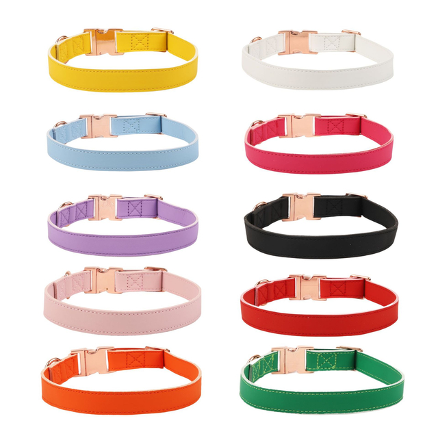 Rose Metal Buckle PU Leather Pet Collars Dog Collar