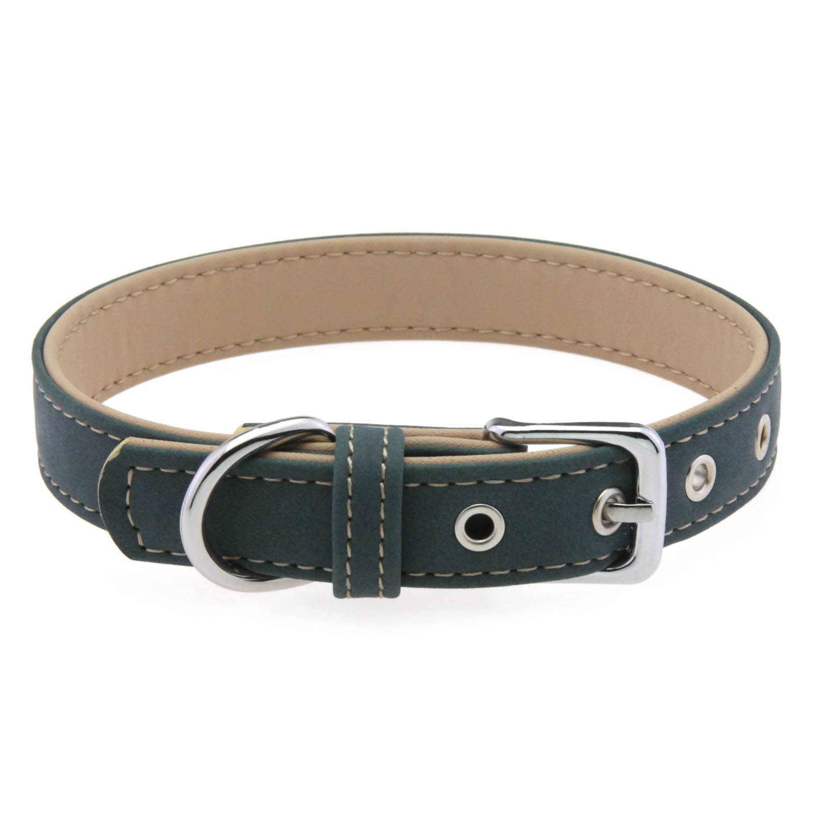 Classic Simple PU Leather Adjustable Dog Pet Collar with metal buckle