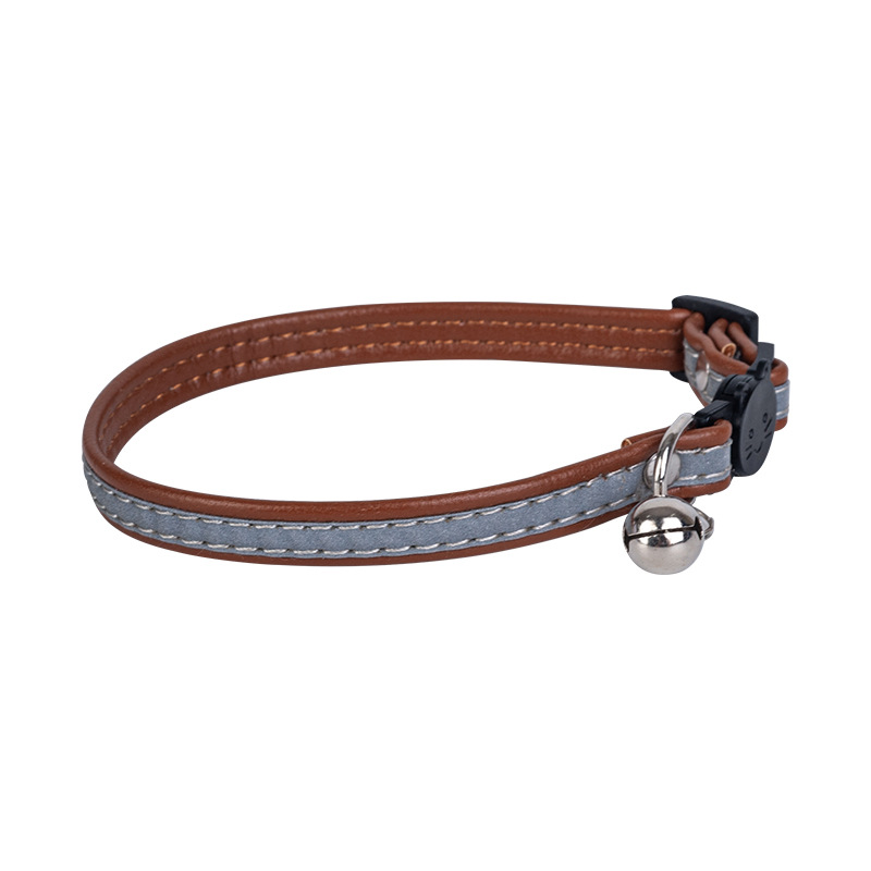 Reflective at Night PU Leather Soft Breakaway Buckle Cat Collar