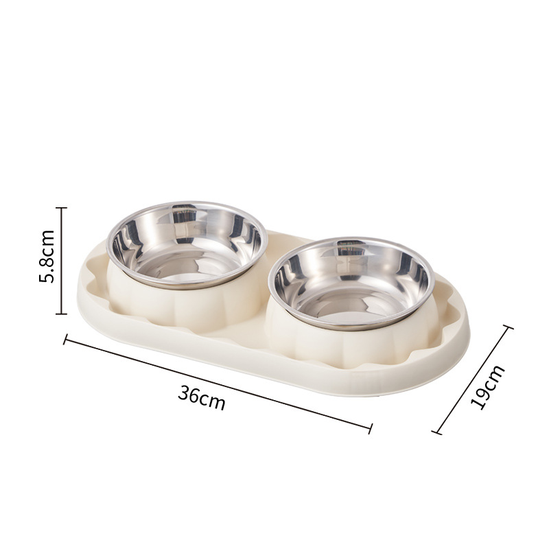 Dog Cat Bowl Raised Double Pet slow Feed Anti Sickness Stainless Steel Bowls Cups & Pails for Small Animals
