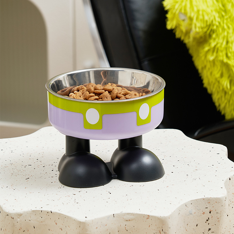 High Foot Cat Bowl Water Bowl Elevated Protect stainless steel Pet Dog Bowl