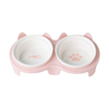 Pet Bowl Dog Cat Food Water Bowl Stand Feeder with Ceramic Bowls
