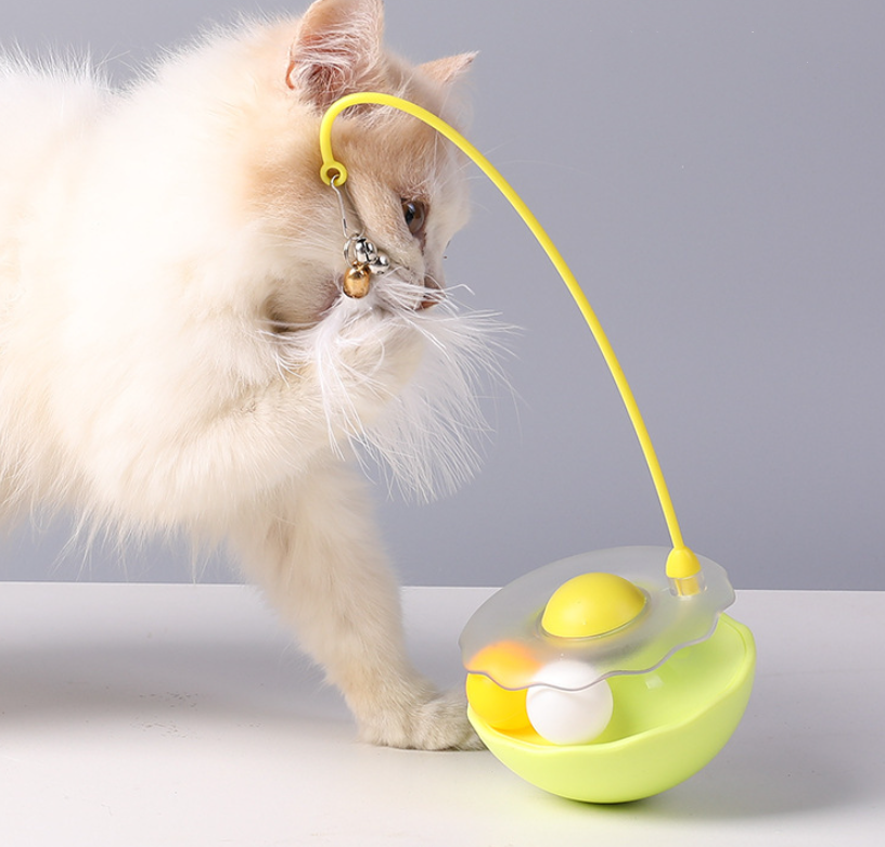 Plastic Cat Playing Toy Tumbler Ball with Feather Silver Bell
