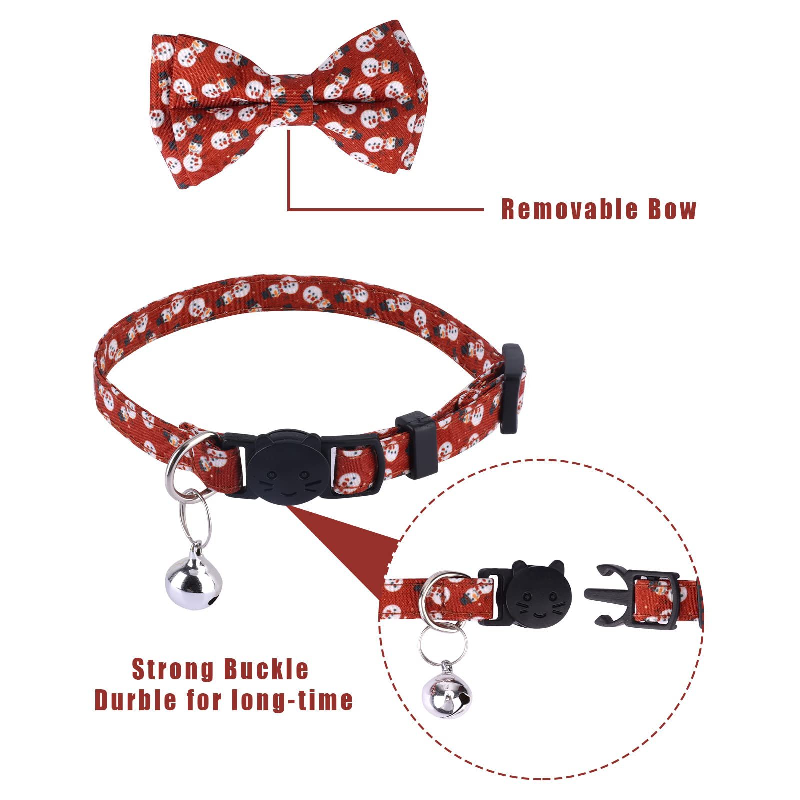 New Style Christmas Santa Claus Snowflake Snowman Breakaway Buckle Safety Cat Collar for Pet Cats Collars