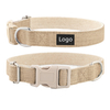 customize logo Cotton Linen Pet dog Collar Lightweight Adjustable Design Hypoallergenic