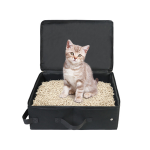 Foldable Cat Litter Box Travel Cat Litter Box with Lid oxford cat toilet and Handle for Travel Home for All Season Cat Supplies