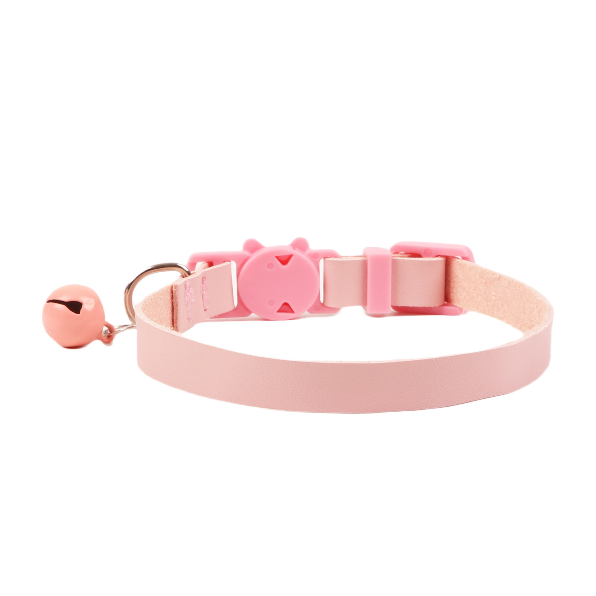 PU Leather Soft Breakaway Buckle solid color Cat Collar with Bell Colorful