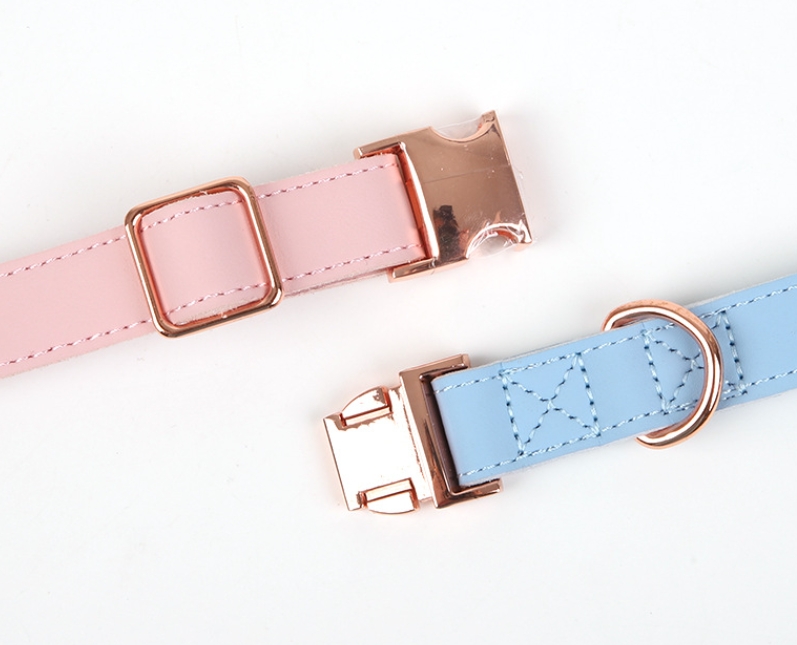 Rose Metal Buckle PU Leather Pet Collars Dog Collar