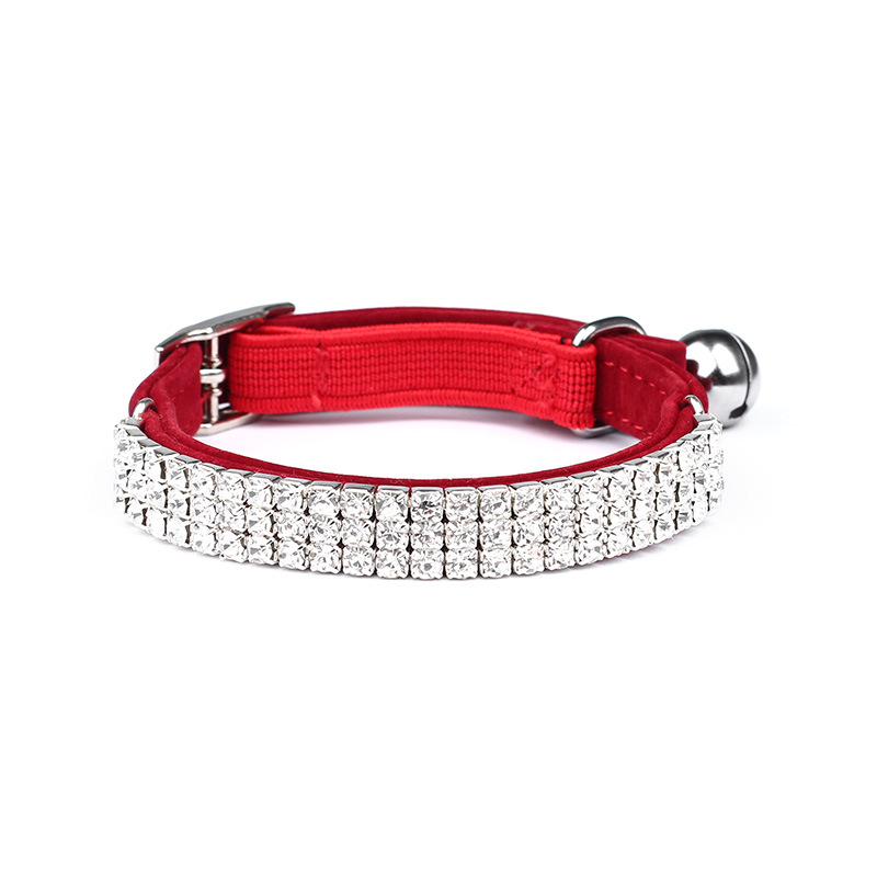 Velvet Crystal Rhinestone Soft Elastic Belt Cat Necklace Collar Diamond Chain