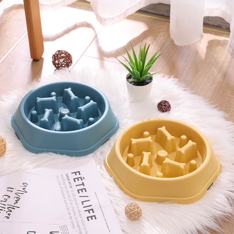 Slow Food Bowl Slow Feeding Bowl Anti-Choking Design Pet Slow Eating Cat Dog Bowl With Bone Shaped
