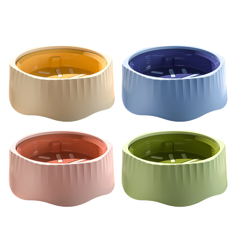 Pet Colorful Healthy Diet Slow Feeder Anti-Slip Plastic Water Food Dog Bowl