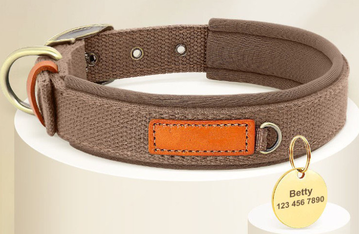 Dog Collar Neprone Canvas With Handle Adjustable Heavy Duty Metal Buckle Tactical Pet Dog Collars