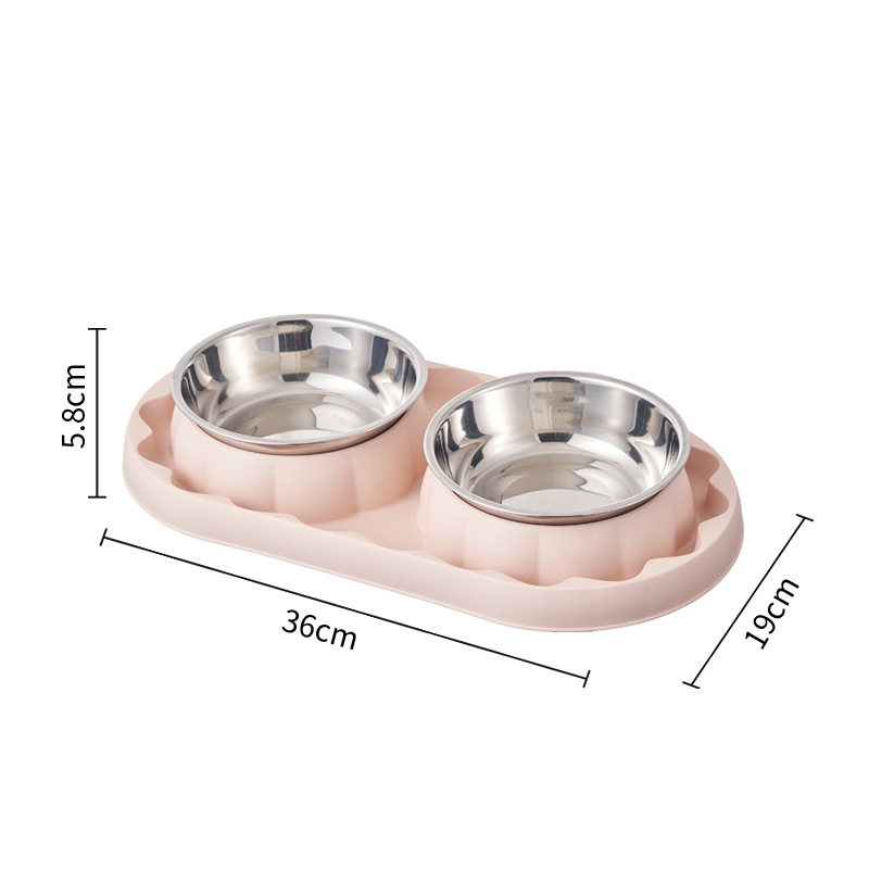Dog Cat Bowl Raised Double Pet slow Feed Anti Sickness Stainless Steel Bowls Cups & Pails for Small Animals