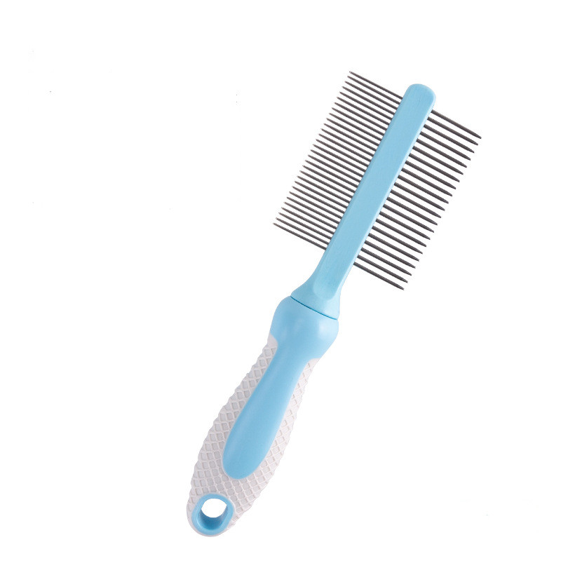 Double-sided Pet Grooming Tool Two in One Dog Flea Comb Cat Metal Comb for Removing Tangles and Knots