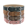 Classic Simple PU Leather Adjustable Dog Pet Collar with metal buckle