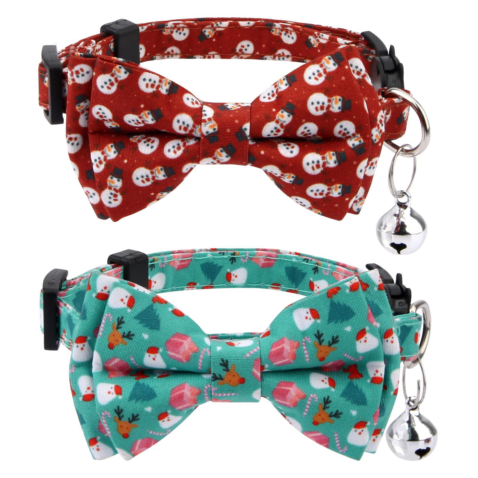 New Style Christmas Santa Claus Snowflake Snowman Breakaway Buckle Safety Cat Collar for Pet Cats Collars