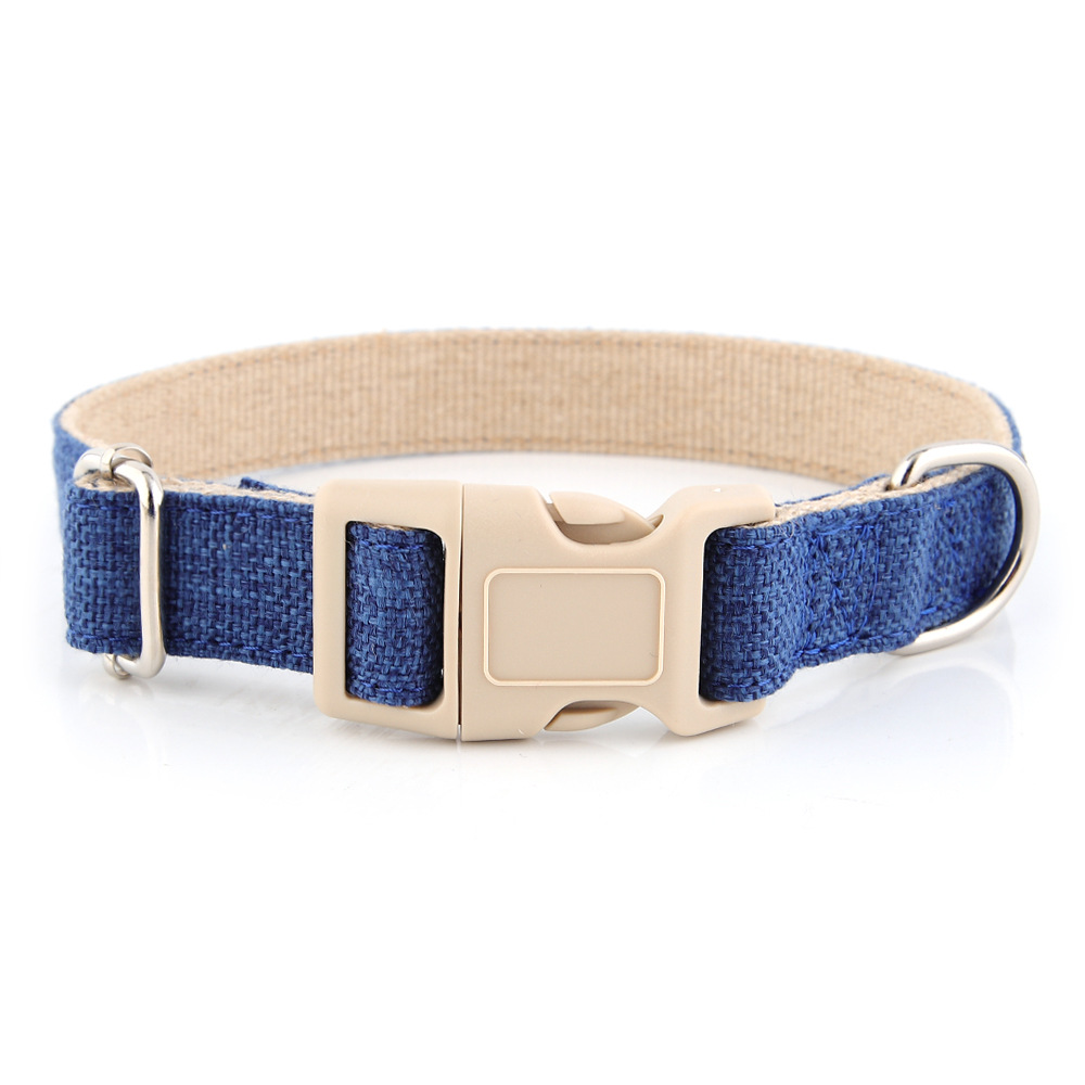 customize logo Cotton Linen Pet dog Collar Lightweight Adjustable Design Hypoallergenic