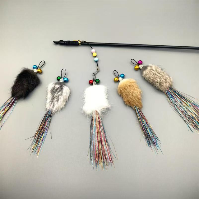 customize pet cat toy rabbit furll teaser refill change for cats playing toys