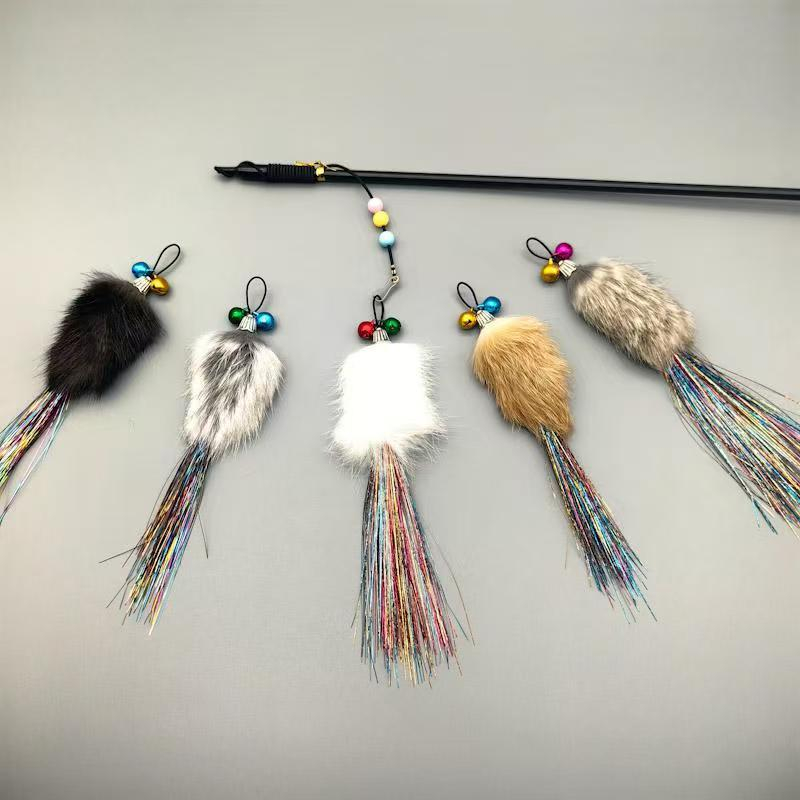 customize pet cat toy rabbit furll teaser refill change for cats playing toys