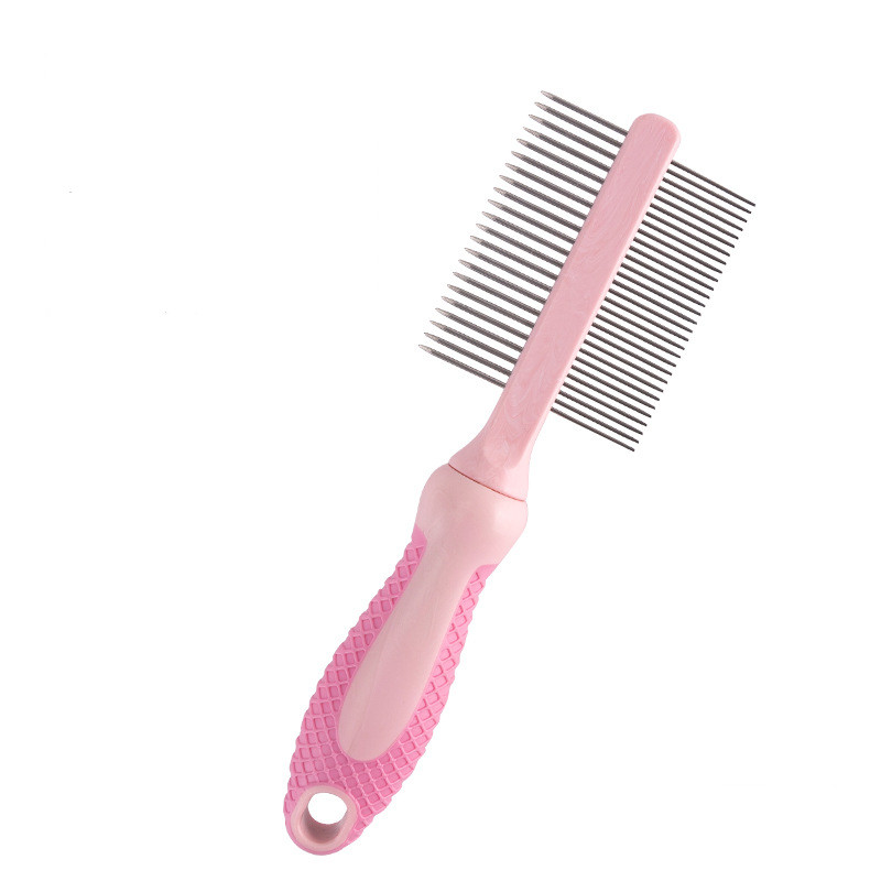 Double-sided Pet Grooming Tool Two in One Dog Flea Comb Cat Metal Comb for Removing Tangles and Knots