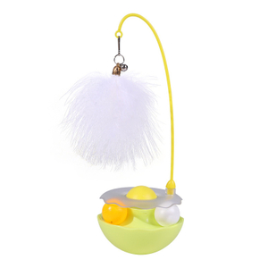 Plastic Cat Playing Toy Tumbler Ball with Feather Silver Bell