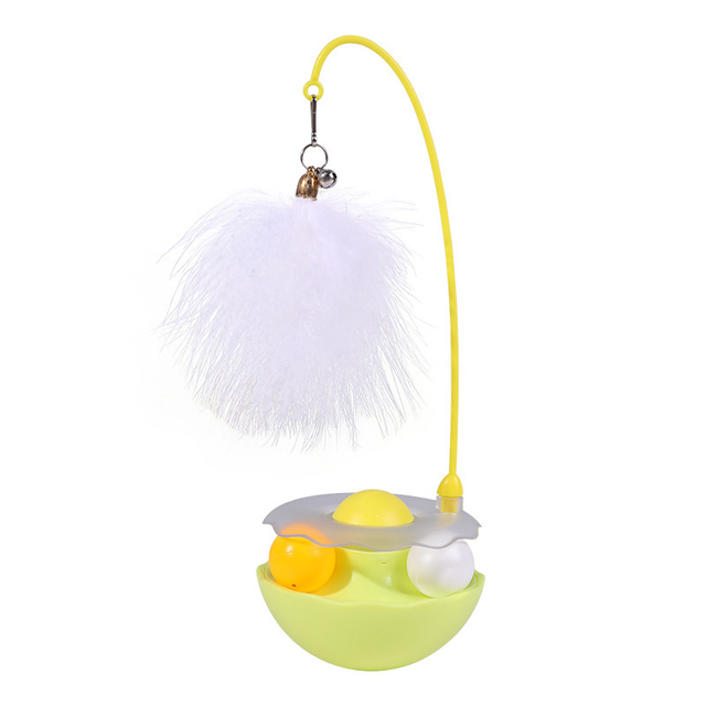 Plastic Cat Playing Toy Tumbler Ball with Feather Silver Bell