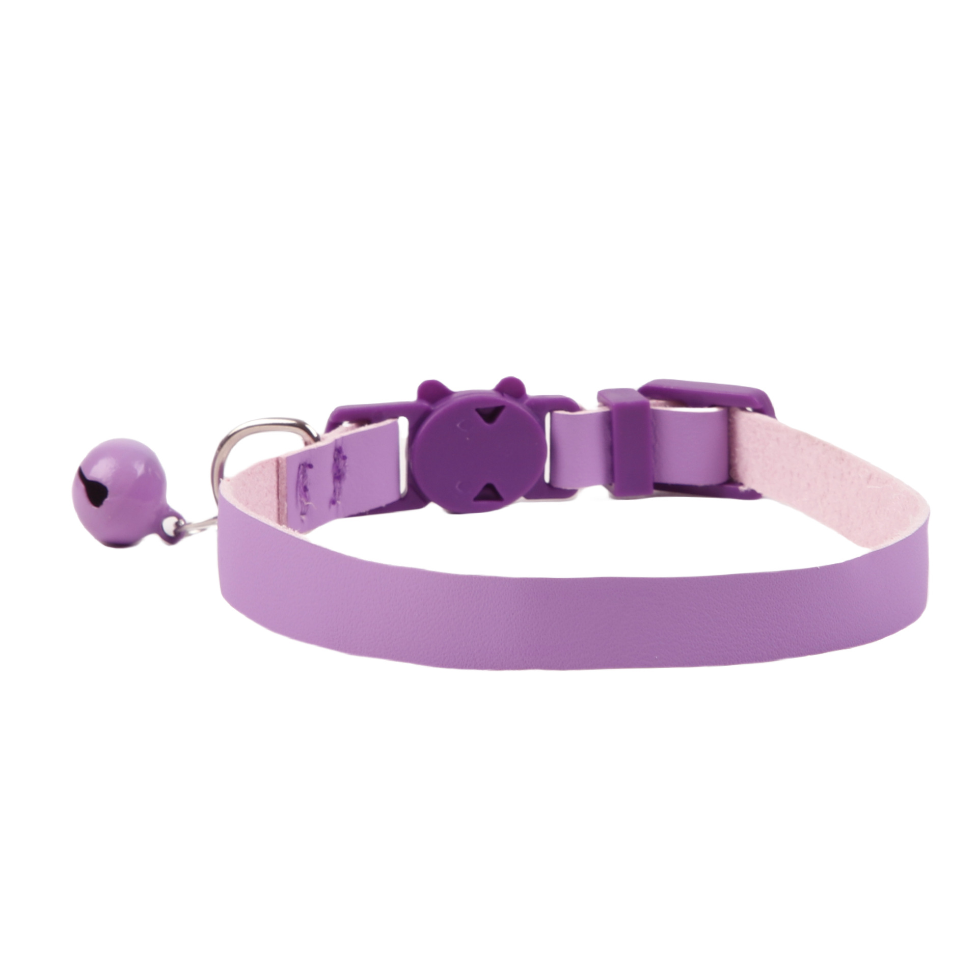 PU Leather Soft Breakaway Buckle solid color Cat Collar with Bell Colorful