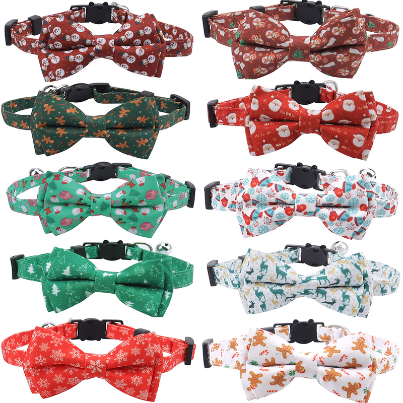 New Style Christmas Santa Claus Snowflake Snowman Breakaway Buckle Safety Cat Collar for Pet Cats Collars