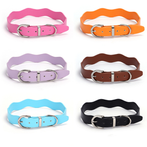 Metal Buckle wave PU Leather Pet Collars Dog Collar