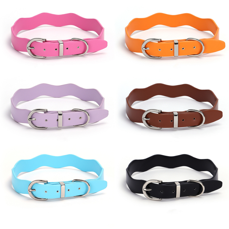 Metal Buckle wave PU Leather Pet Collars Dog Collar