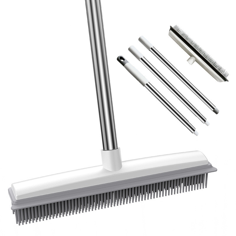 Rubber Pet Hair Removal Broom Tool dog hair cleaning tool extend stainless steel