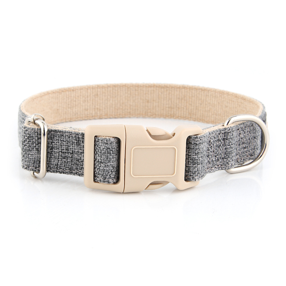 customize logo Cotton Linen Pet dog Collar Lightweight Adjustable Design Hypoallergenic