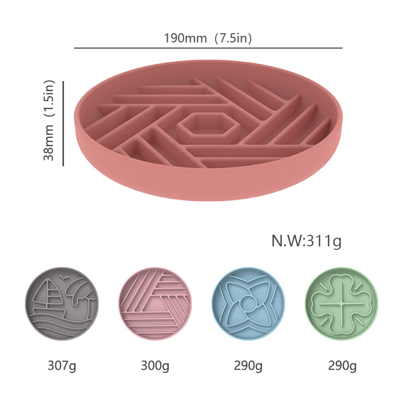 Puzzle Slow Feeding Dog Bowls Pet Slow Feeder Custom Water Food Mixing Silicone Dog Bowl