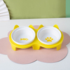 Pet Bowl Dog Cat Food Water Bowl Stand Feeder with Ceramic Bowls
