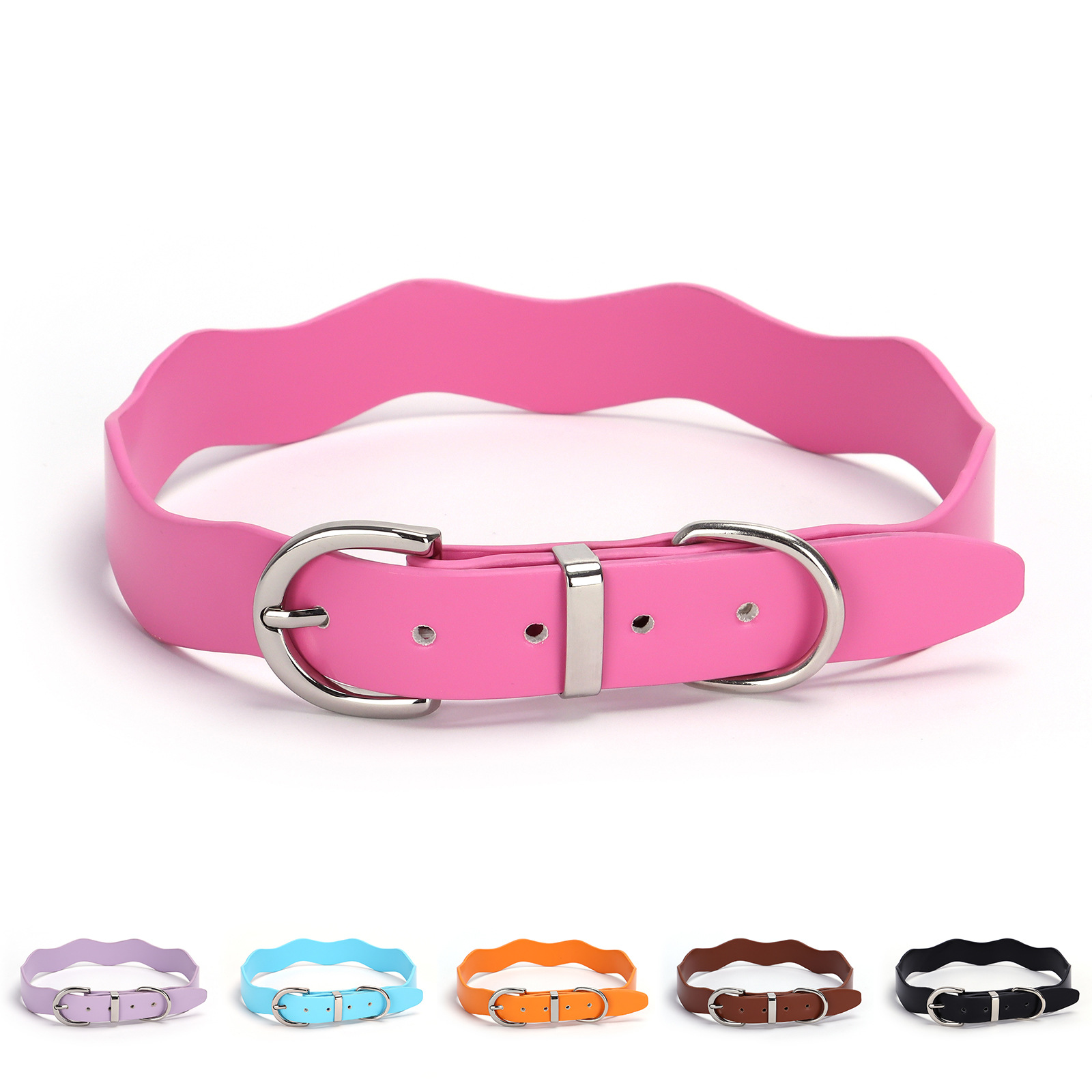Metal Buckle wave PU Leather Pet Collars Dog Collar
